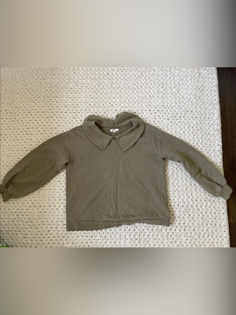 Madewell Olive Green Women Collar Sweatshirt